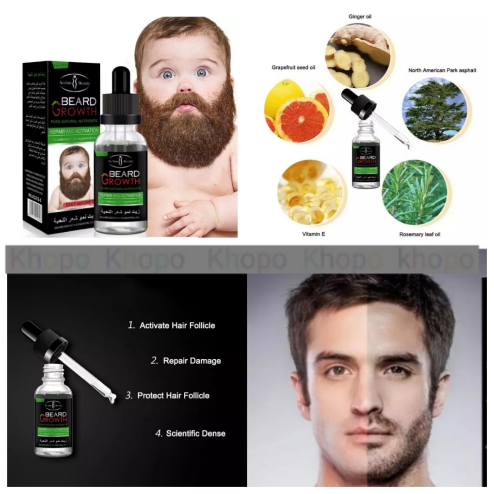 Beard Growth Oil Pure Natural Ingredients / Repair And Activation/Accelerate Hair Regeneration (30Ml)