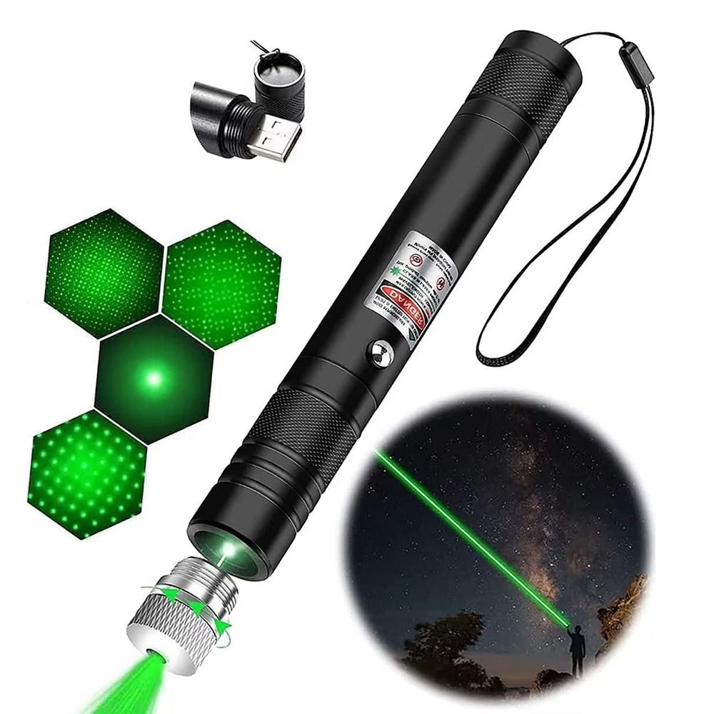 Comfortable Grip High Power Red Green Laser Pointer Long Range Portable Indicator Light with Star Cap Ultra-bright Cat Training Torch Camping