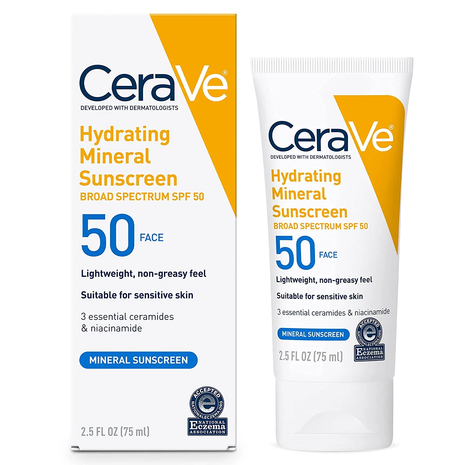 CeraV Hydrating Mineral Sunscreen SPF 50 2.5oz 75ml
