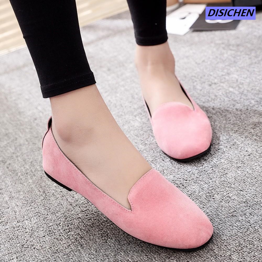 DISICHEN 【Get the Perfect Fit】 Women Ladies Slip On Flat Round Toe Shallow Shoes Sandals Casual Shoes