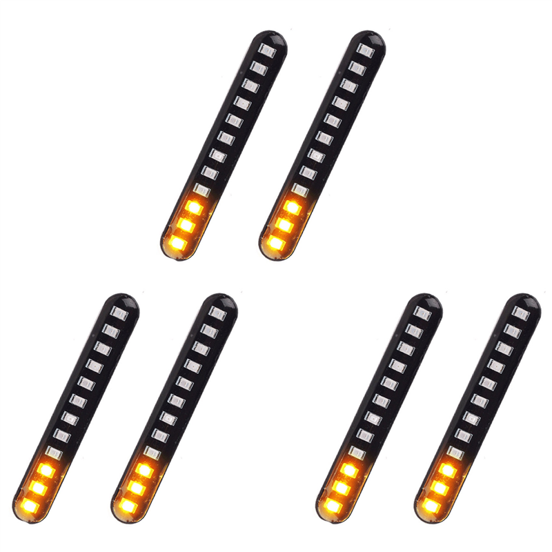 CGearuppt 6Pcs Motorcycle Flowing Water Tail Brake Lights 12 Led Turn Signals Strip 3528Smd License Plate Light