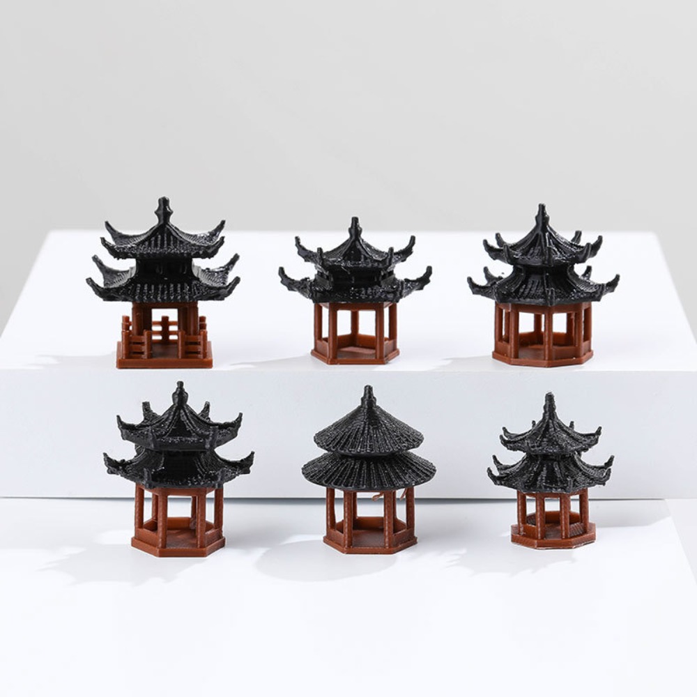 Durable Plastic Mini Pagoda Statue Miniature Decor Micro Landscape Hexagonal Pagoda Bonsai Decor