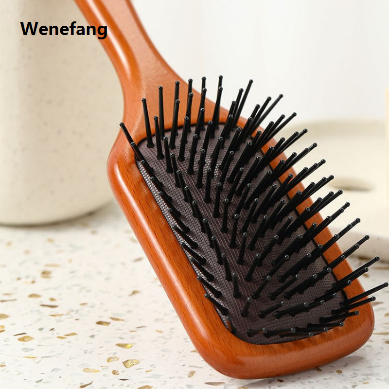 Wenefang Aveda Wood Comb Professional Healthy Paddle Cushion Hair Loss Massage Brush Hairbrush Comb Scalp Hair Care Healthy Hair Brush