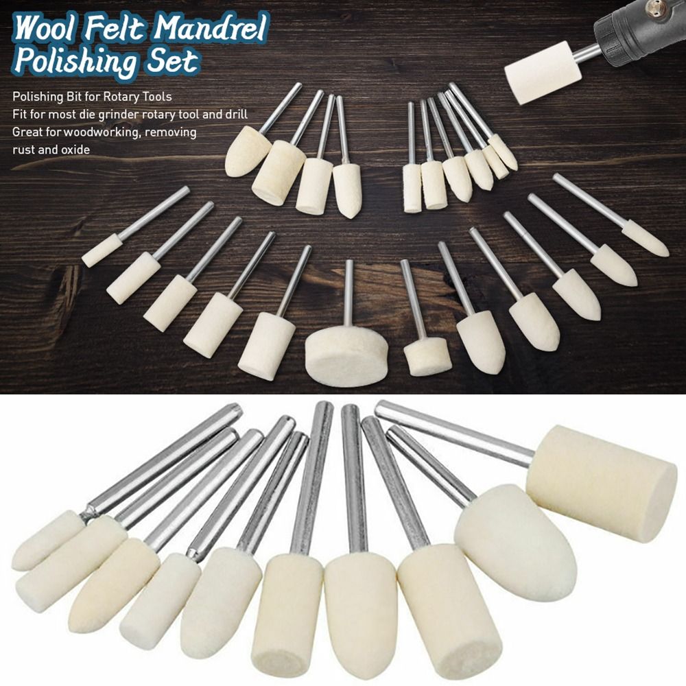Tool Accessories 2.35/3mm Shank Wool Felt Polishing Cashmere Multiple Sizes Cashmere Polishing Heads Bits For Dremel