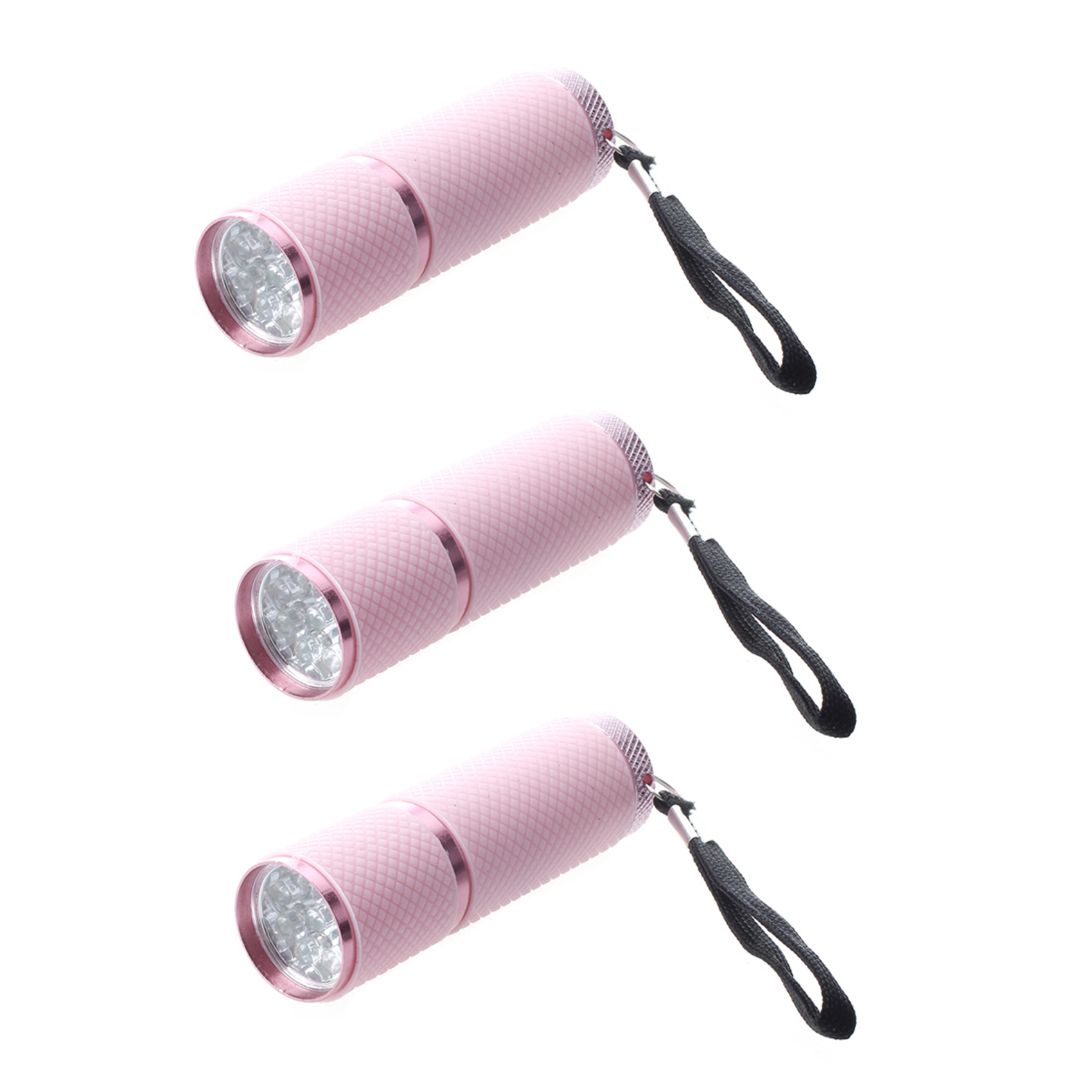 ARELENE 3X Outdoor Mini Pink Rubber Coated 9-LED Flashlight Torch