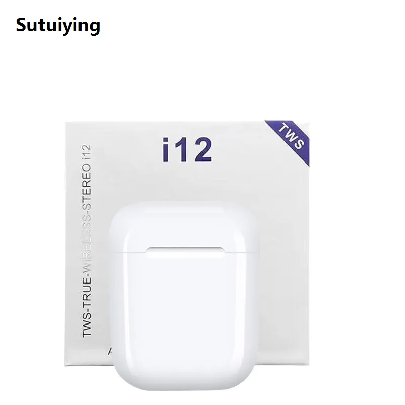 Sutuiying OriginaI i12 Airpods TWS Full Set with Box - True Wireless Bluetooth Headset 5.0 Fifty percent discount Touch Control Earbuds for Android and iOS Mobile Phones New /i 15 Airpods