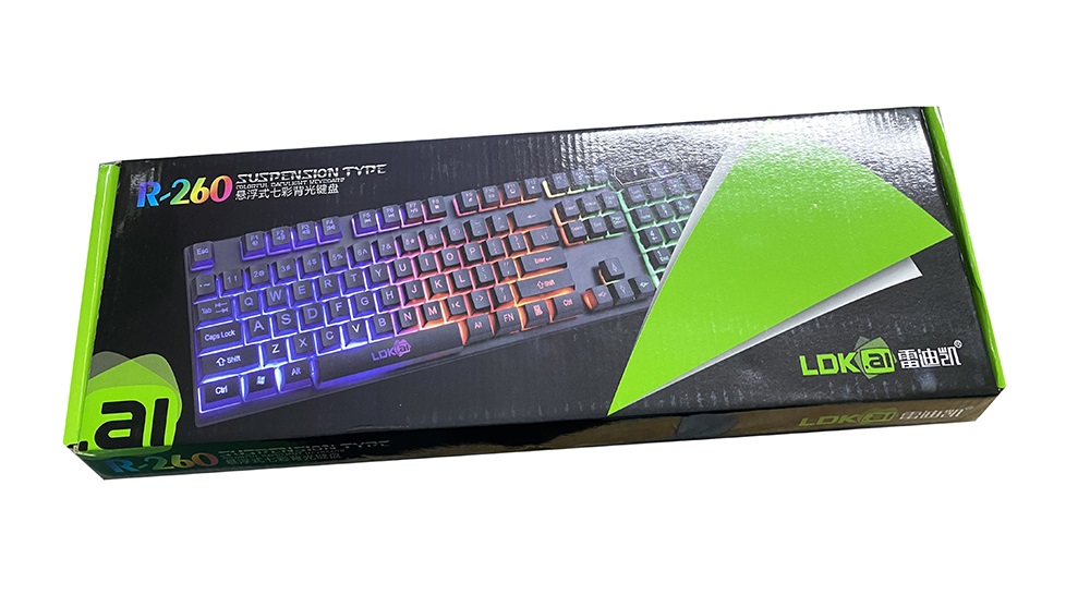 Gamming Keyboard LDK.ai R260 Suspension 7 Colorful Backlit 104 Keys USB Wired Gaming Keyboard
