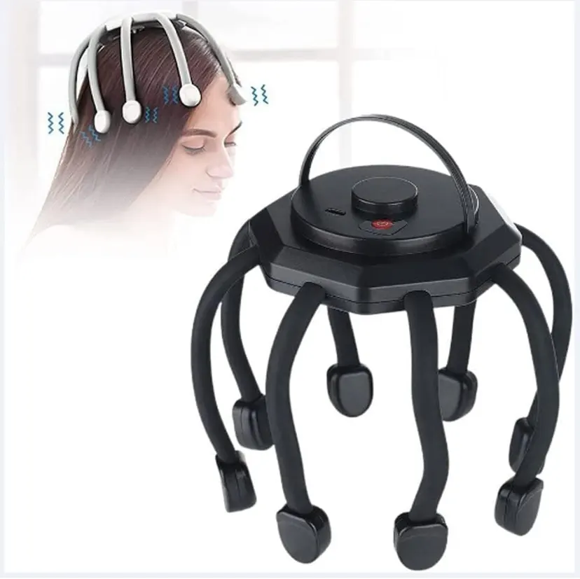 1 Piece Electric Scalp Massager, Rechargeable Head Massager Scratcher with 10 Fingers, Hands-Free for 360 Degree Scalp Massage, 3 Modes for Relaxation, Stress/Fatigue, Better Sleep