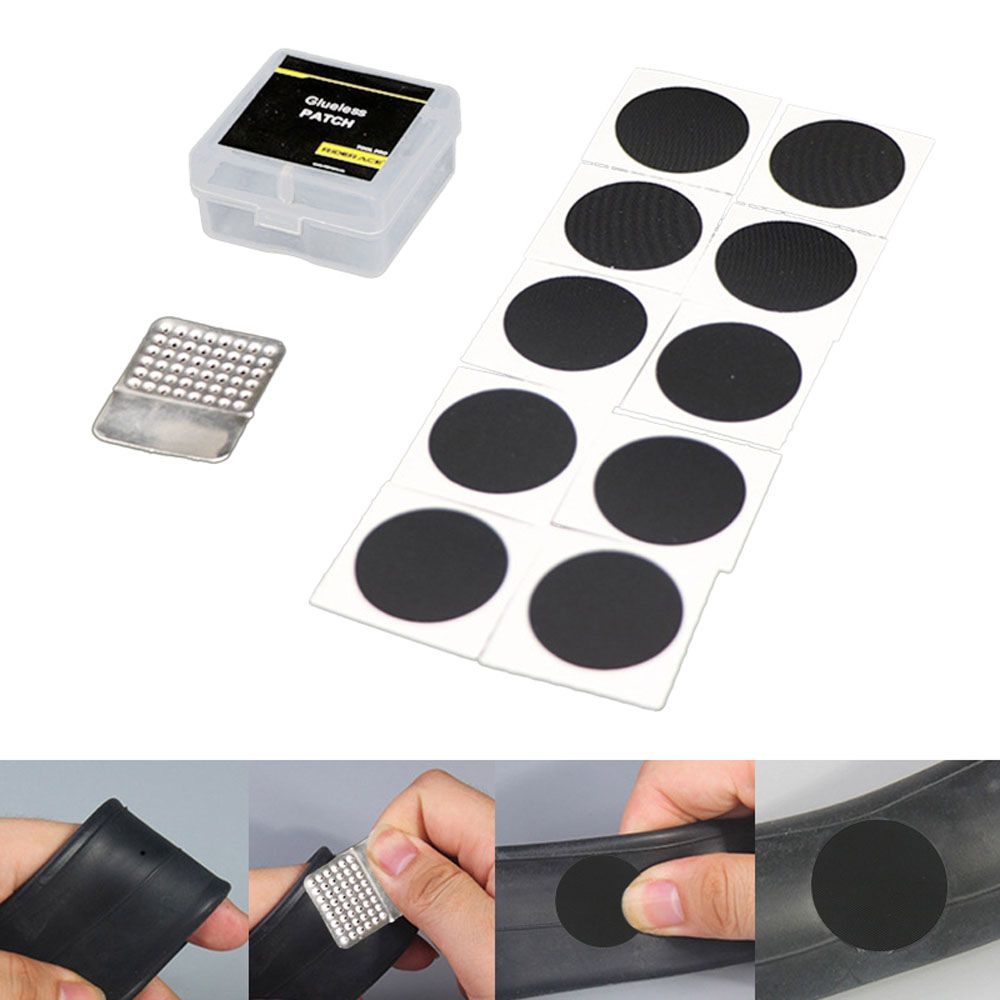 Mountain Bike Tyre Tire Repair Tools Piece Thin Road Bike Accessories 10 Pcs Glueless Chip Patches Bicycle Inner Tire Repair Kit