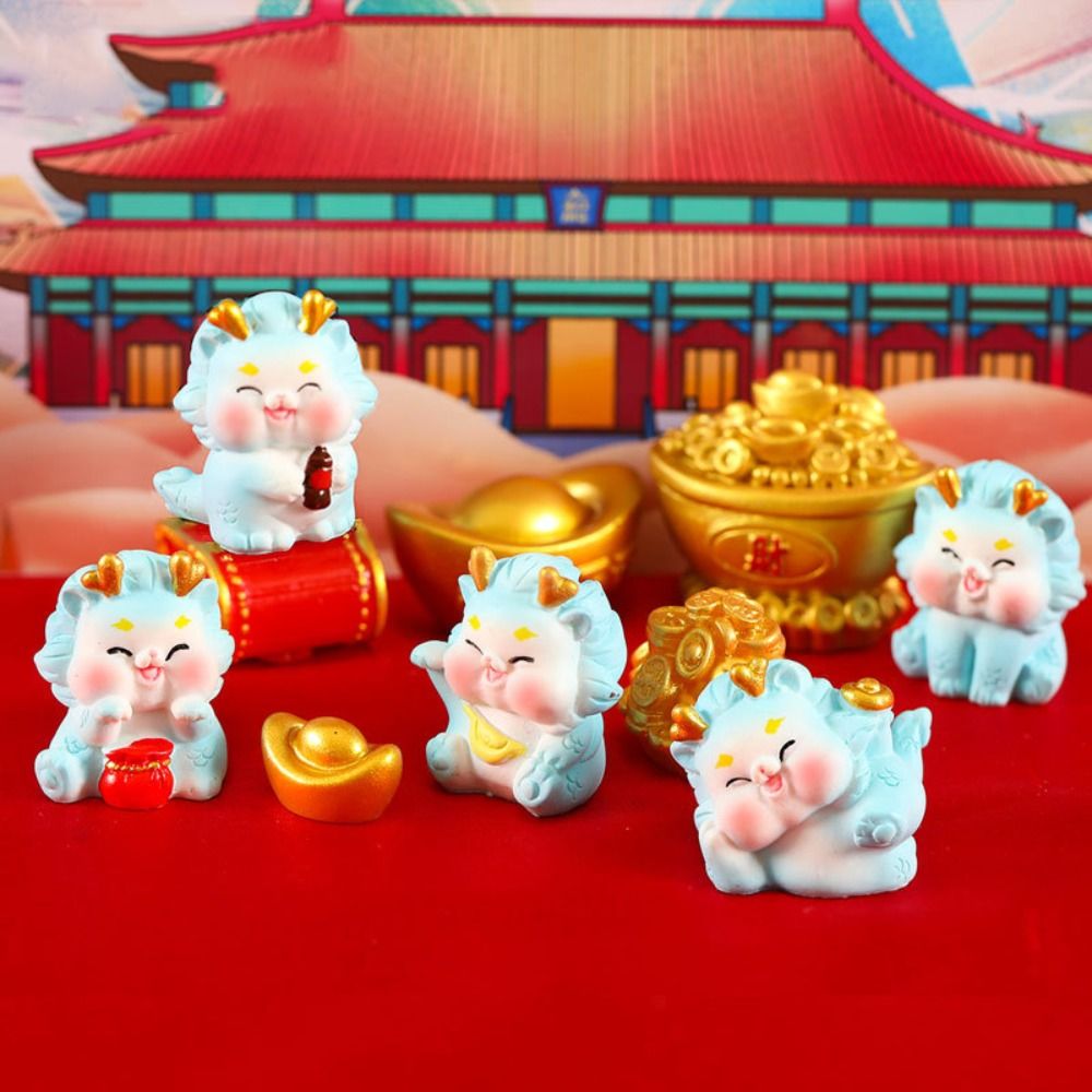 Cute Resin Mini Zodiac Dragon Ornament Zodiac Dragon Chinese Style Dragon Cartoon Figurine Crafts Cartoon Dragon Micro Landscape Decoration Landscape Garden Pot