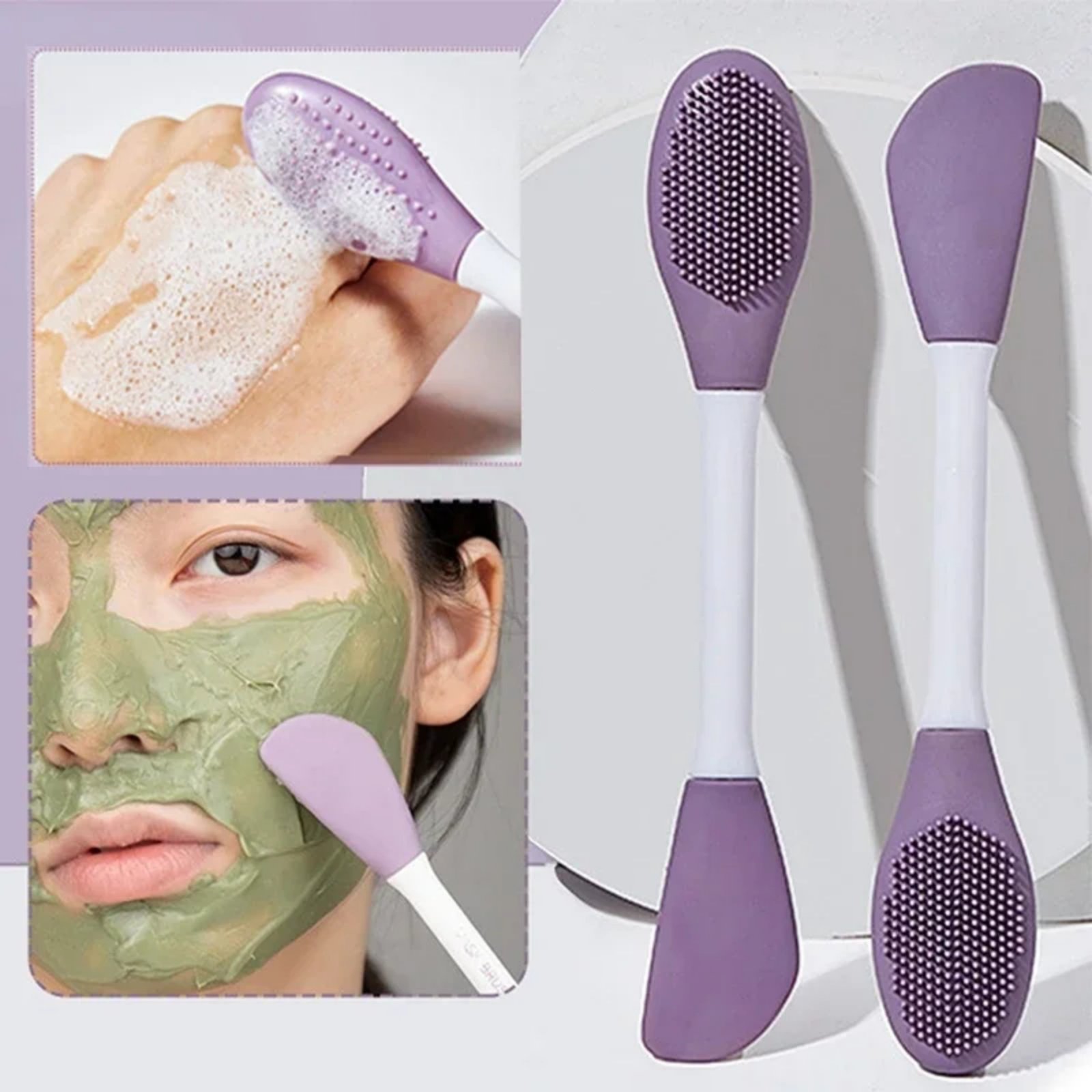 1 Piece Face Mask Brush Applicator, Double Ended Silicone Mask Beauty Tool, Soft Silicone Mud Face Mask Brush