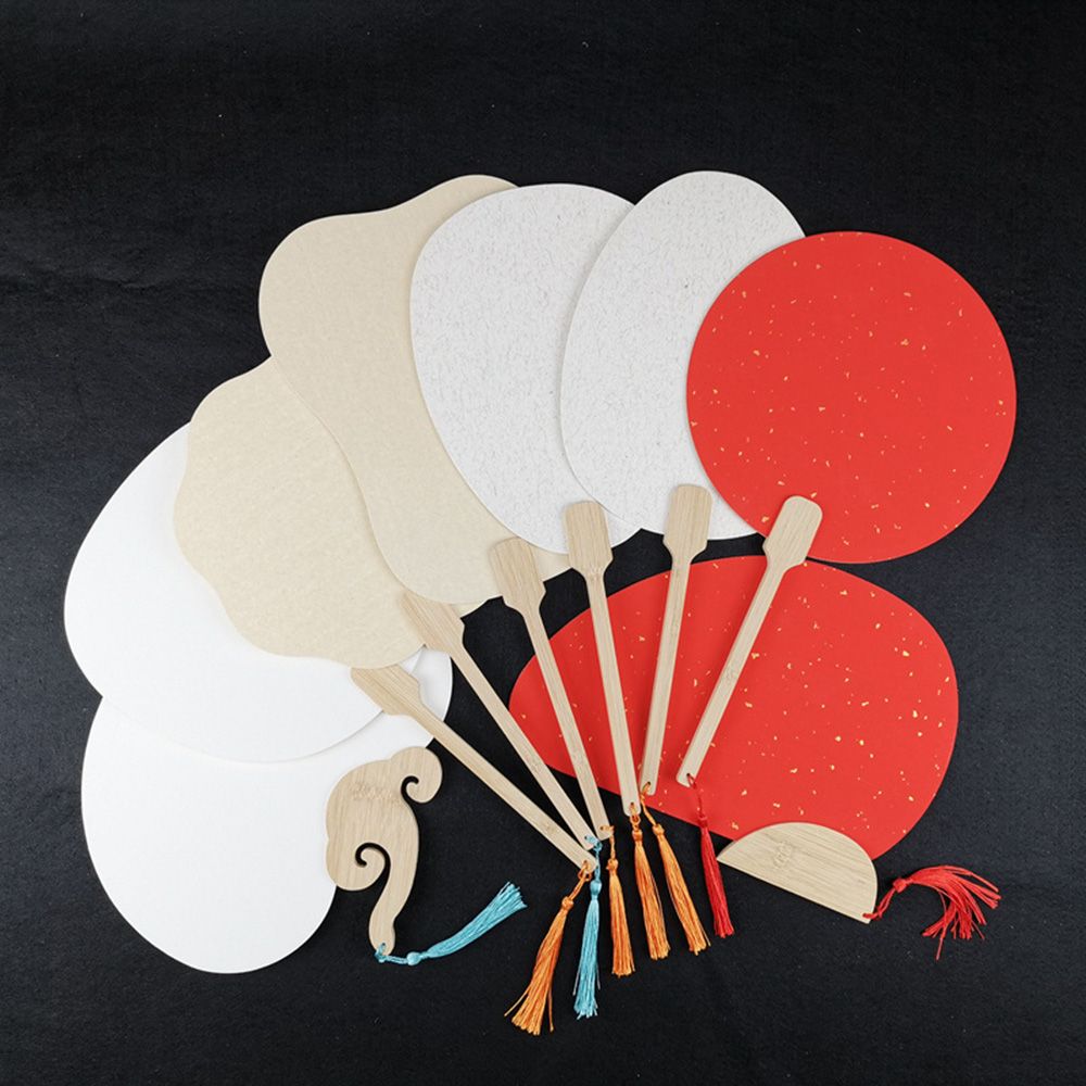 Chinese Style Antiquity Calligraphy Summer Art Hand Painting DIY Group Fan Home Decoration Desk Ornaments Hand Fan