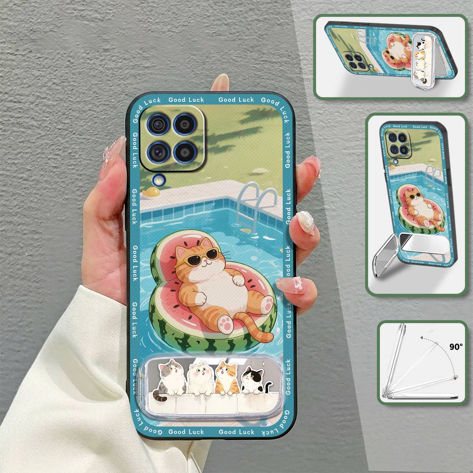 Anti-knock Embroidery Phone Case For Samsung Galaxy F62/M62/SM-E625F Mirror Waterproof Makeup Mirror Full wrap 3D Plush