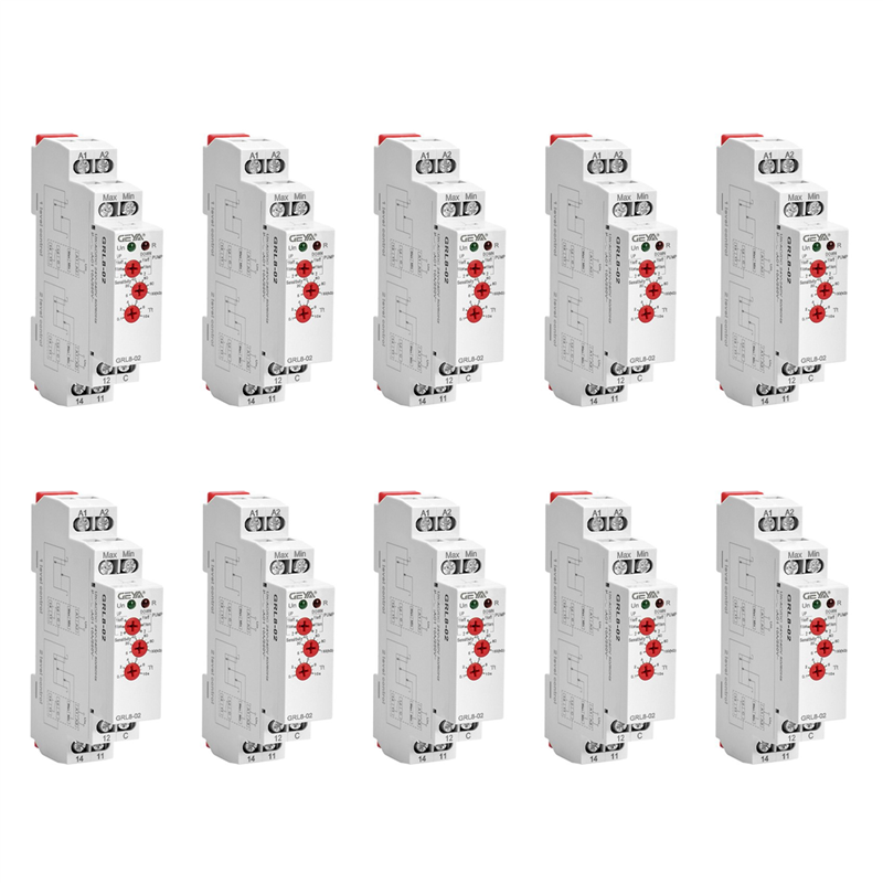 10X GRL8-02 Liquid Control Relay Level Control Relay 10A ACDC24V-240V Wide Range Voltage Water Pump Relay