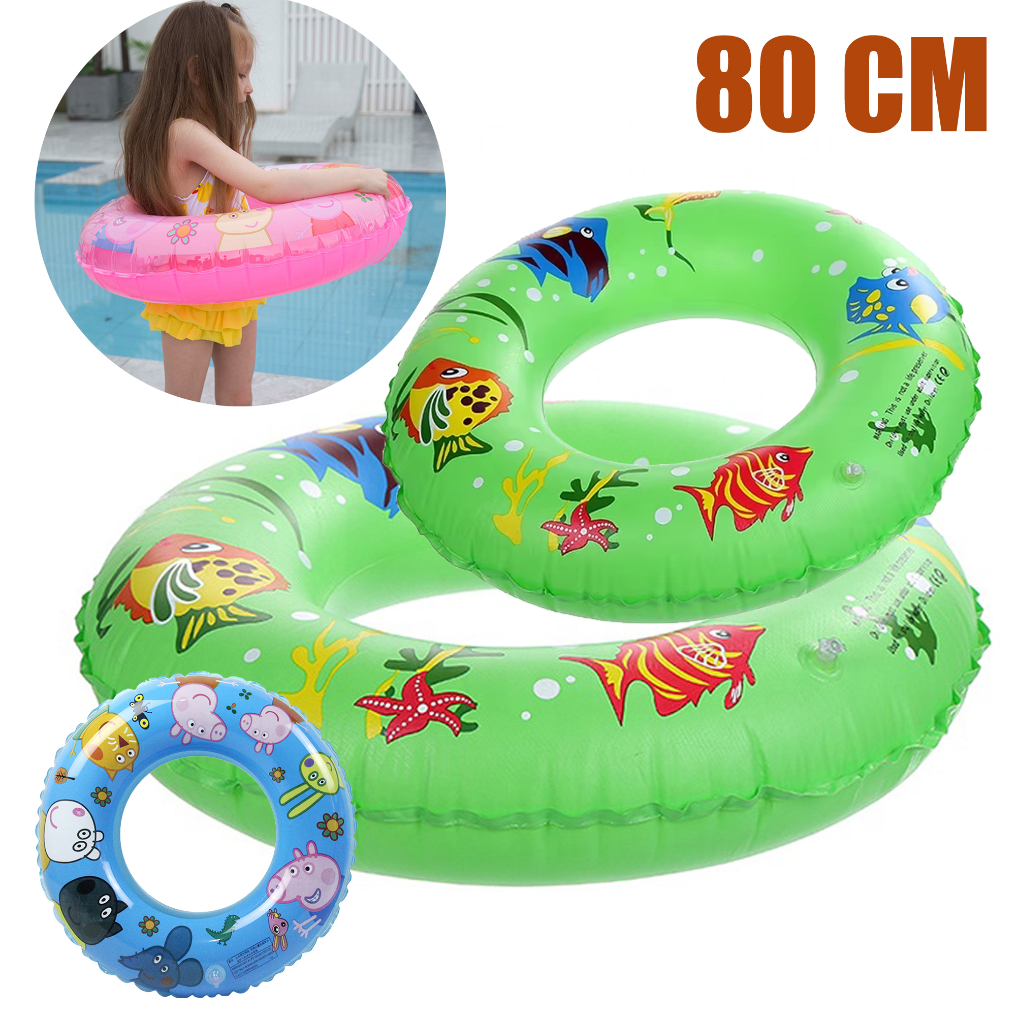 80cm Inflatable Swimming Ring | Thick Swim Tube for Kids & Adults | Pool Float Safety Toy | Beach & Pool Party Fun | PVC Mini Life Saver & Bath Accessories