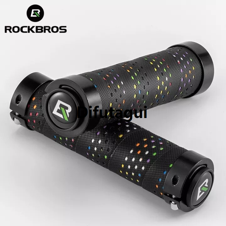 Difutagui ROCKBROS Bicycle Grips MTB Road Bike Double Lock Rubber Handlebar Affordable Grips Anti-skid Shock-absorbing Soft Bike Grips Handlebar bmx