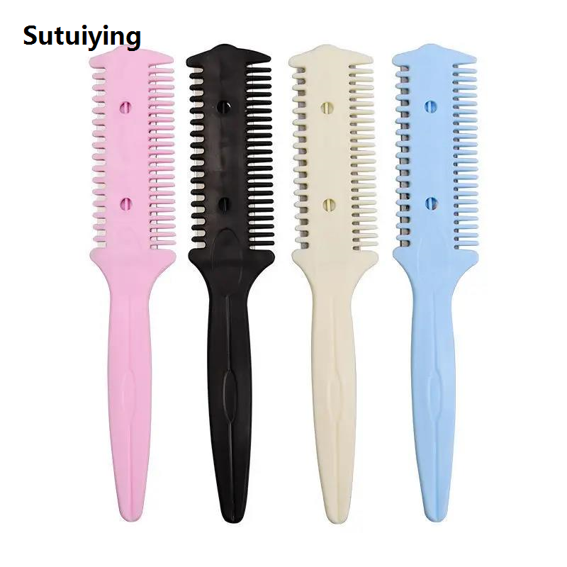 Sutuiying Barber Hair Razor Comb Scissor Tools Bangs Brush Hairdressing Profesional Trimmers Hair Shaving Blades Cutting Thinning Beauty Styling