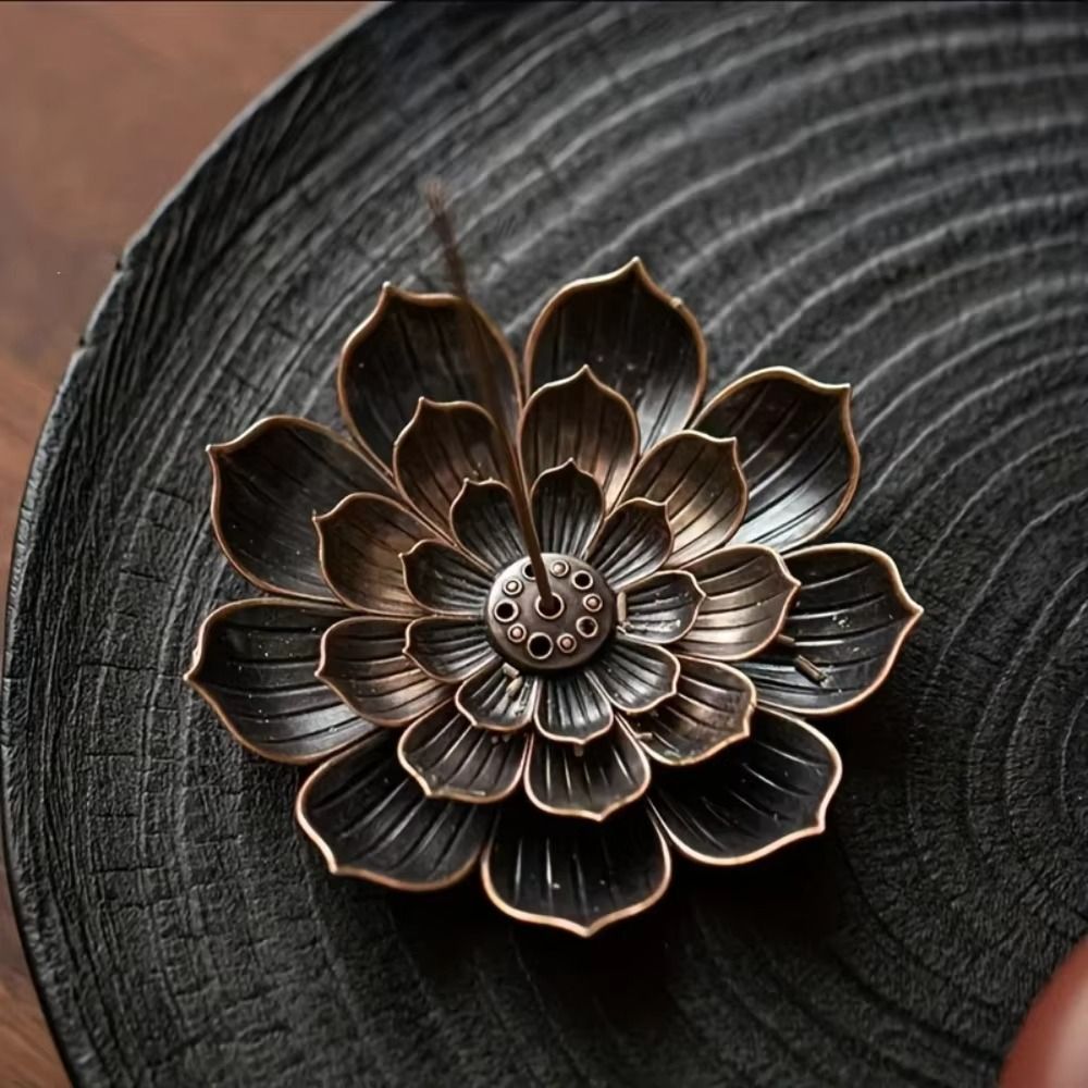 Elegant Lotus Design Incense Burner 6 Holes Detachable Ash Catcher Lotus Aromatherapy Stand Vintage 2/3 Layer Incense Burning Tray Yoga Studios