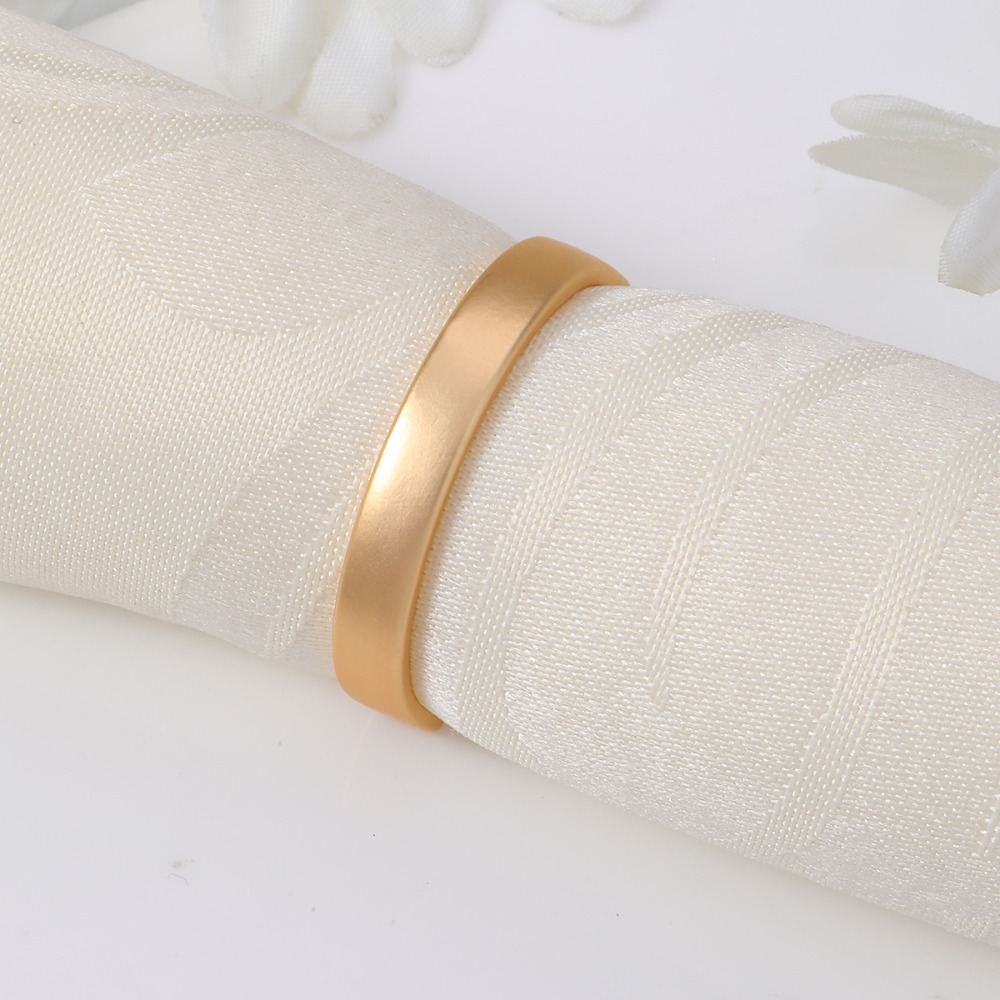12 Pcs Exquisite Metal Stainless Steel Napkin Rings D-shaped Matte Gold Napkin Ring Holders Modern Minimalist Matte Gold Semicircle Napkin Rings Wedding