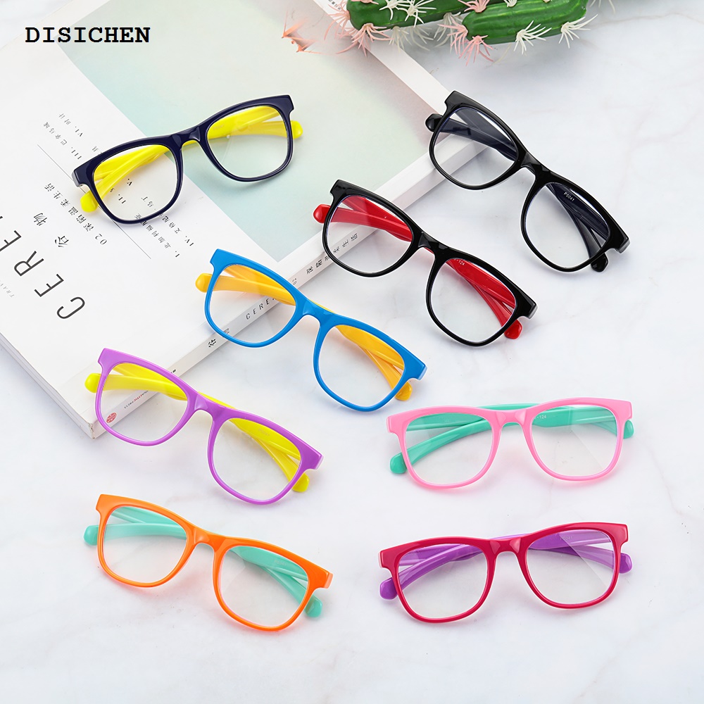 DISICHEN Portable 1 PC New Kids Anti Blue Light Glasses Ellipse PC Frame Eyeglasses Children Clear Transparent Computer Blocking Spectacles