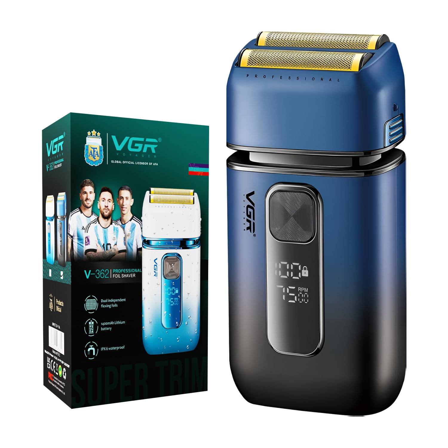 VGR V-362 Washable IPX6 Rechargeable Professional Electric Dual Foil Shaver for Men