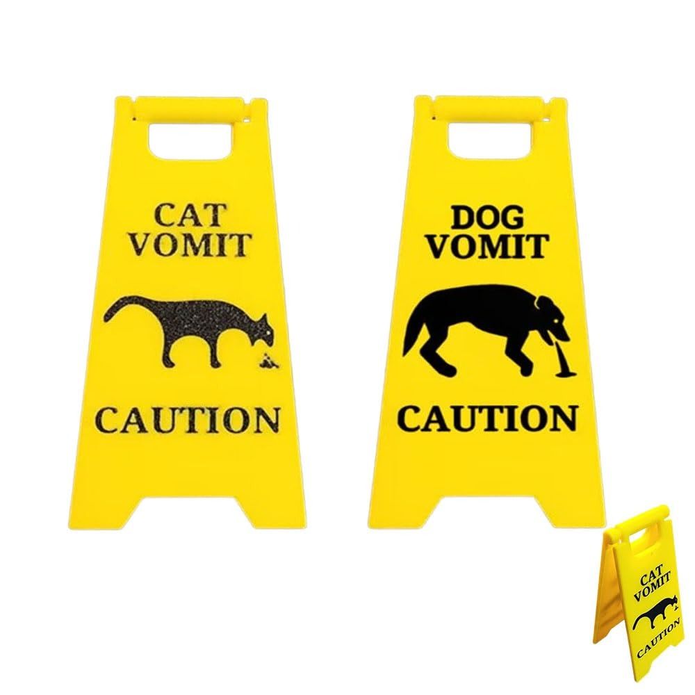 New Funny Cat Vomit Sign Bright Yellow Gift Dog Vomit Sign Warning Sign