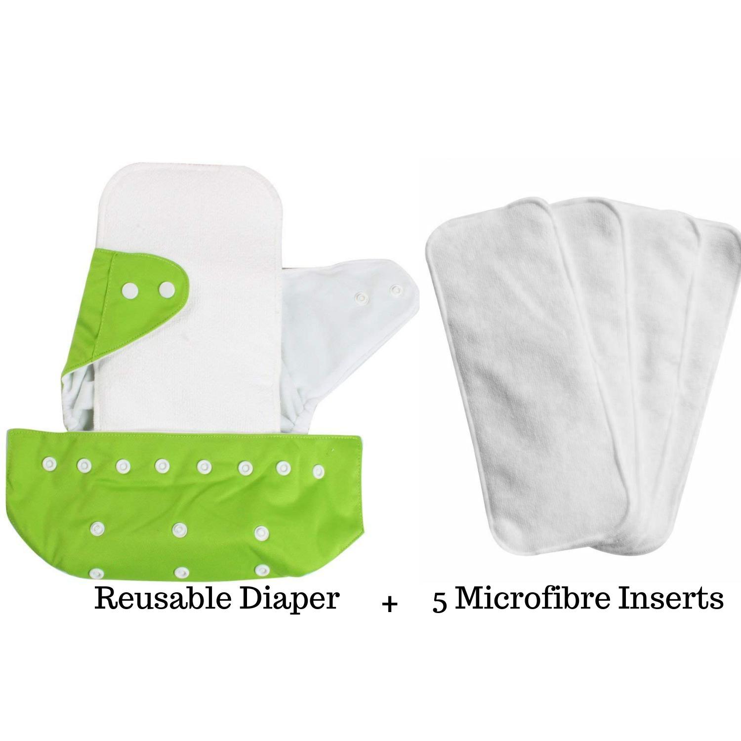 Adjustable Reusable Washable Baby Cloth Diaper Diapers Nappy 1 Diaper + 5 Microfibre Inserts (Size : 4 to 14 kg)