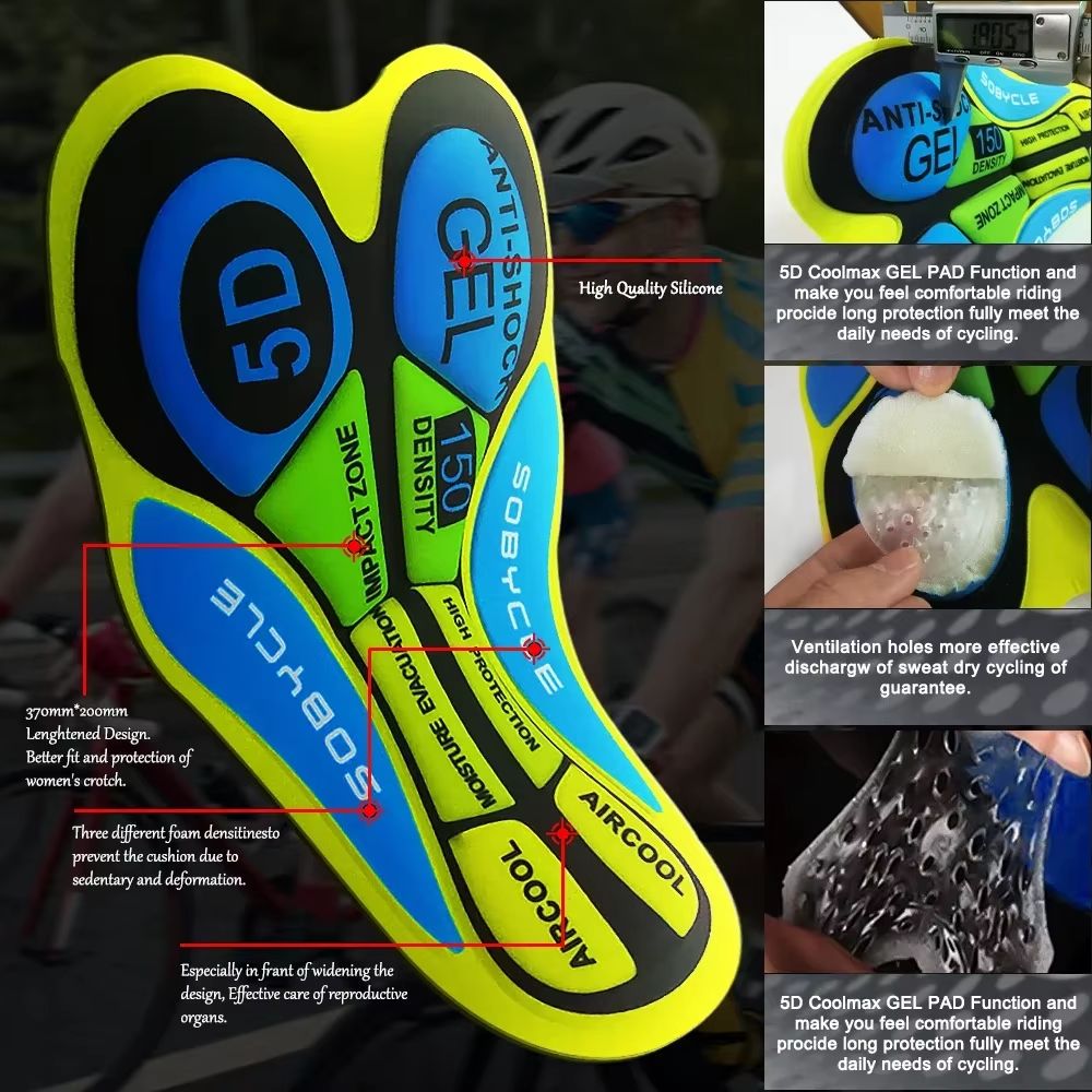 Bicycle Accessories Shockproof Men Cycling Gel Pad 12D 19D 20D Sponge Silicone Cycling Pants Pad Quick-drying Breathable Hole Bicycle Seat Cushion Motorcycle Riding