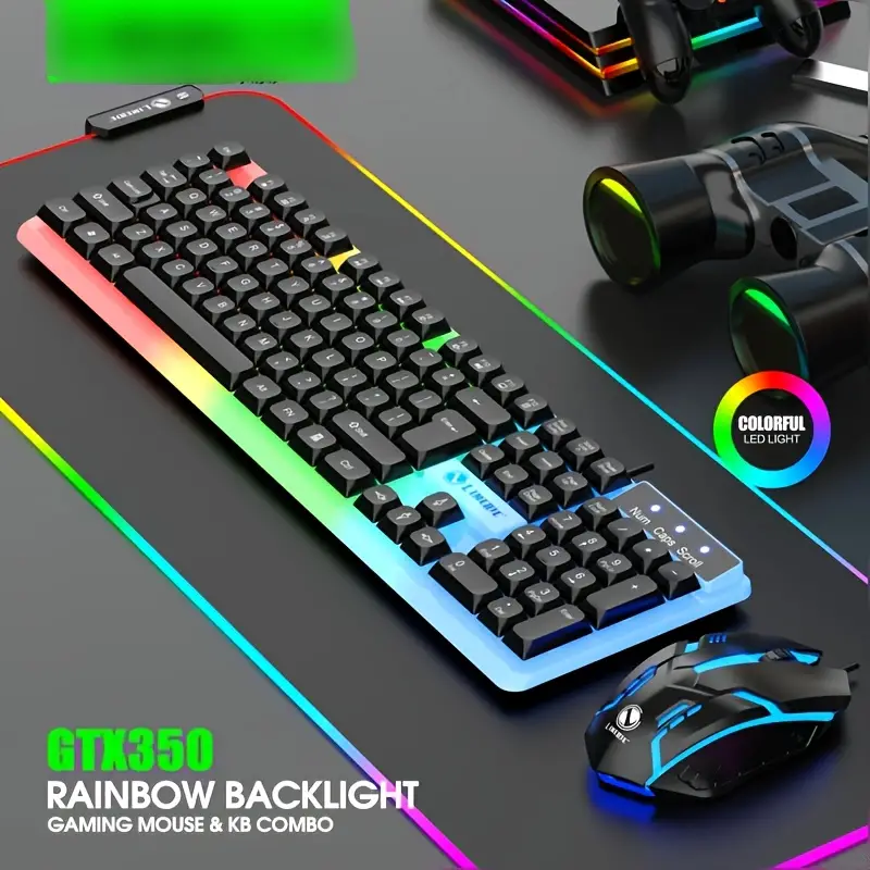 Computer Keyboard & Mouse Combo 9122 CADEVE | GTX350 | Colorful led gaming mouse & keybolrd combo | suspension | waerproof | black | white | Lighted