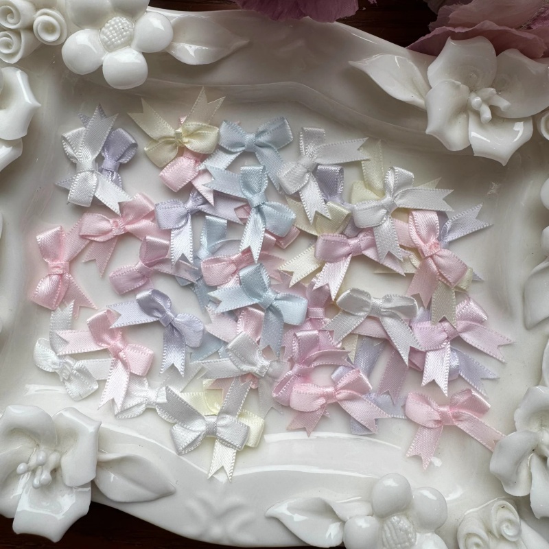 RHS Online 50PCS Mini Ribbon Bows In Macaron Color For Handmade DIY Making Craft Handicraft Materials Headgear Gift Decoration