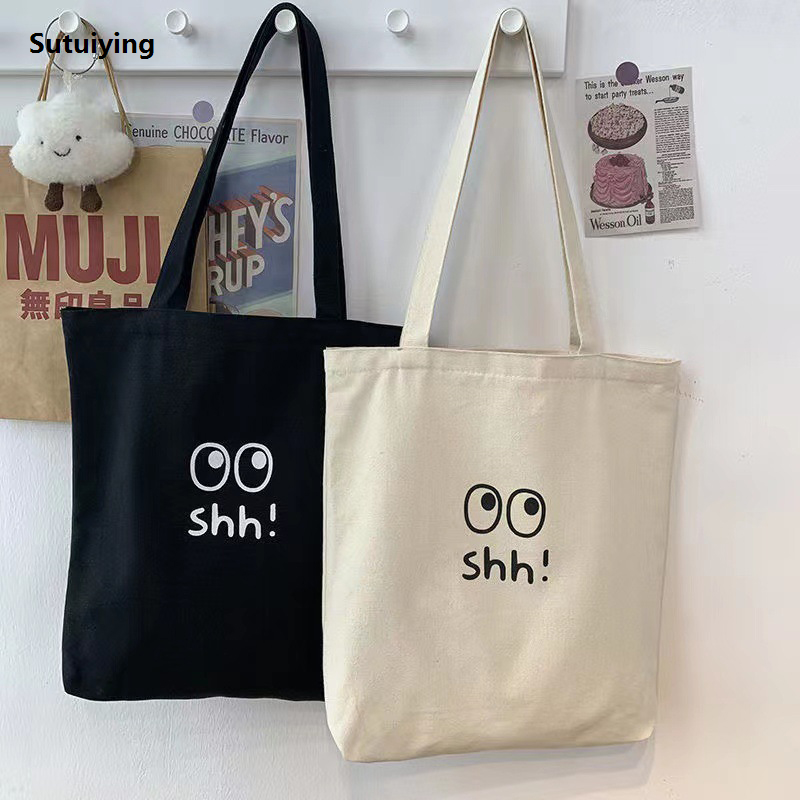 Sutuiying 1PC Daily Single Handheld Shoulder Bag New Simple Luxury Painting Large Capacity Book Bag Canvas Handbag