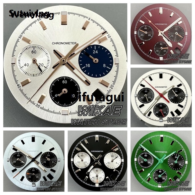 Wenefang Sutuiying 30mm Quartz Movement Watch Dial Black White Ice Blue 6- Pin Dial Hot Profesional Selling With Hand Set C3 Super Green glow-in-the-dark Fit VK63 Movement