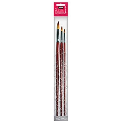 Pebeo Iris XL Round Paint Brush Set Of 3, Professional Brushes For Watercolor & Acrylics