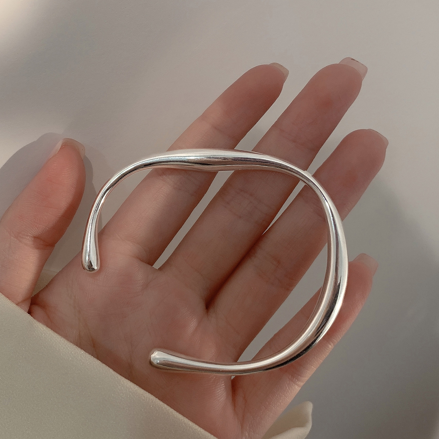 Silver Irregular Water Drop Bracelet Women's Retro Fashion Elegant Korean Style Simple Hip Hop Trendy Bracelet