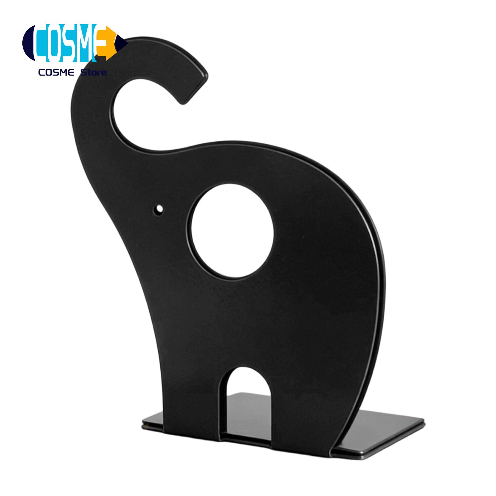 Cosme Creative Elephant Bookends Creative Elephant Metal Bookends for Kids - Heavy Duty Non-slip Desktop File Organizer Durable for Home