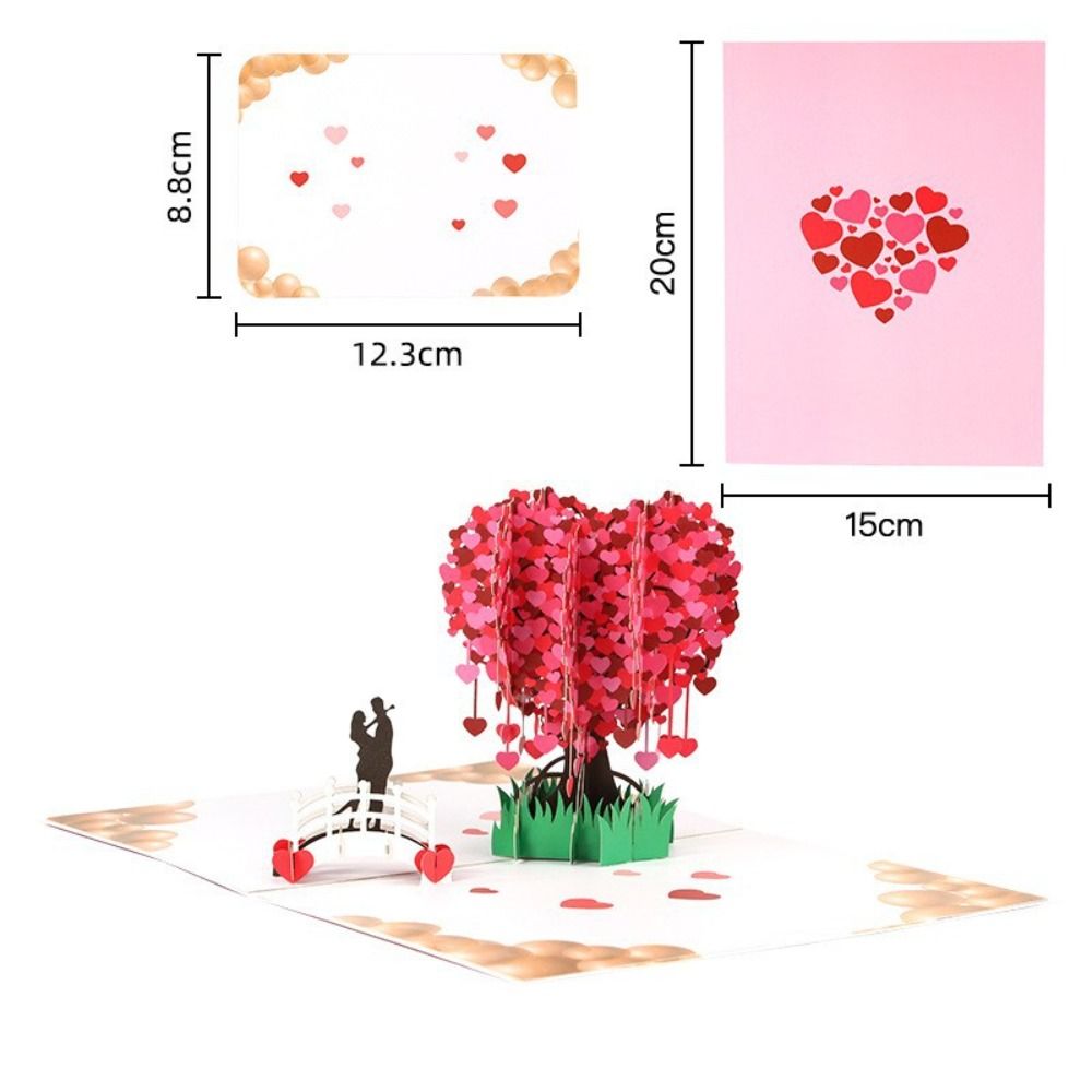 Romantic Happy Valentines Day 3D Pop-Up Valentine's Day Cards Love Forever Handwriting Pop UP Greeting Cards Folding Paper Sculpture 3D Love Postcard Wedding