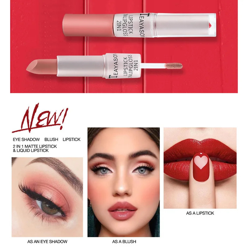 New O.TWO.O Matte Lipstick Lip Tint 3 Colors Super Waterproof Long Lasting Non-stick Cup Highly Pigmented Velvet Lip Sticks