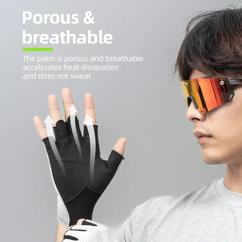 GLOVES FITNESS BREATHABLE FINGERLESS BIKE SHOCK ABSORBER ANTI SLIP GLOVES HALF FINGER ROCKBROS GLOVES SUMMER BIKE
