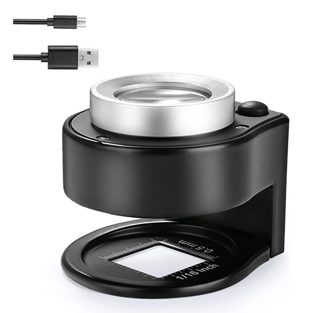 NAMUNY 30X Loupe Magnifier with 6 LED Lights, Rechargeable Portable Desktop Metal Jewelers Loupe, Magnifying Glass with Light