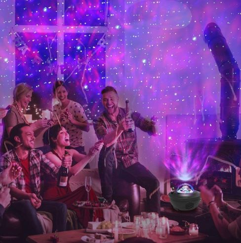 Starry Night Light Projector for Bedroom，Sky Galaxy Projector Ocean Wave Projector Light with Remote Control & Bluetooth Music Speaker