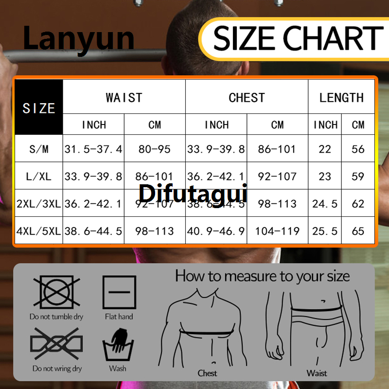 Difutagui [bbees] Men Sauna Sweat Vest Waist Trainer Corset Zipper Fitness Tank Sales Special promotion Top Slimming Body Shaper Compression Shirt Weight Loss Thermo Belt