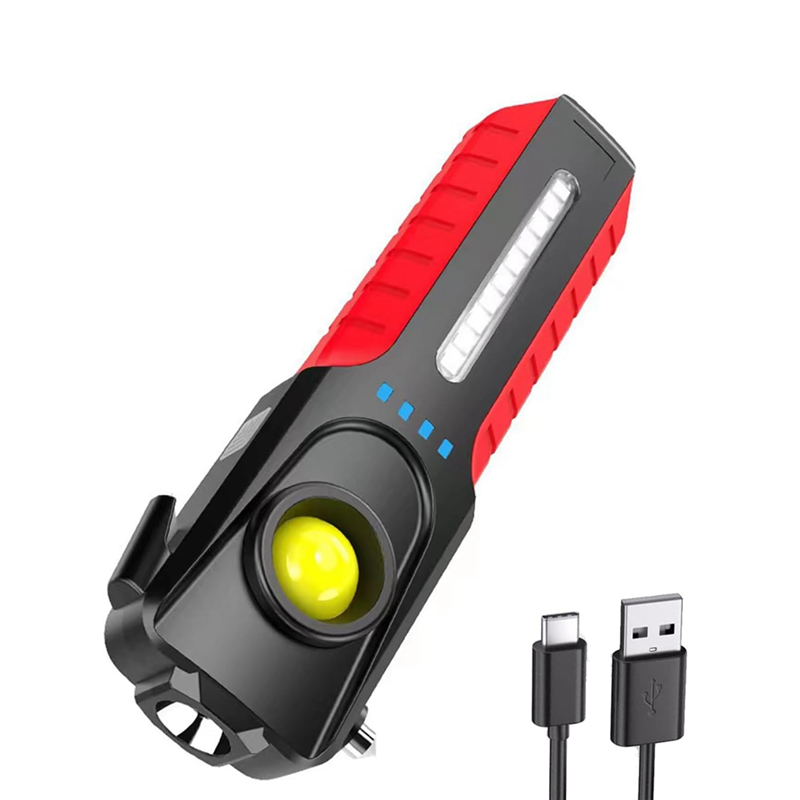 Multifunctional LED COB Flashlight with Window Breaker,1200 Lumens Magnet Outdoor Handheld Emergency Working Light
