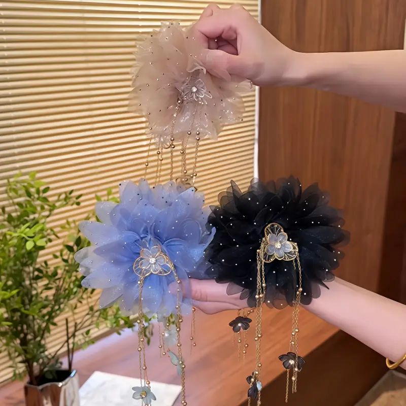 Elegant Lotus Flower Hair Clip Tassels Hair Claw For Women Girls Sweet Fashion Shark Clip Hair Accessories Gifts |