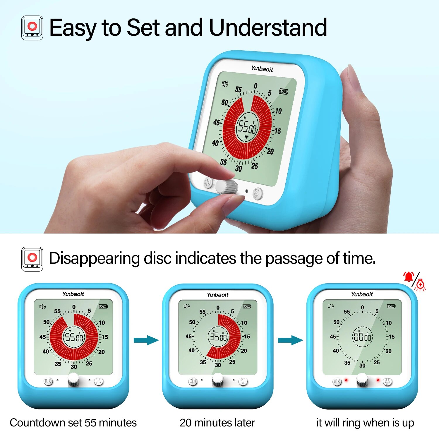 Hot Selling VT09 Digital 60-Minute Visual Timer with 3.5-Inch Colored Screen Countdown Timer for Kids Or Adults