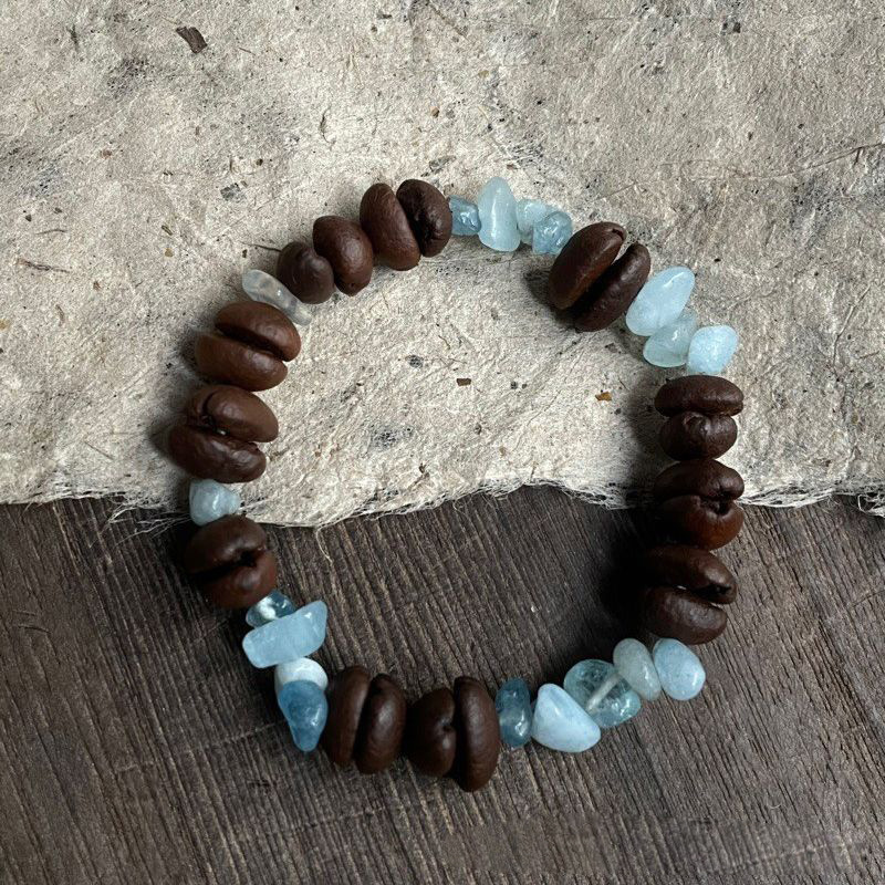 【Fresh New Chinese Coffee Bean Gravel Handmade Beaded Bracelet Women's Niche All-match Bracelet Accessories