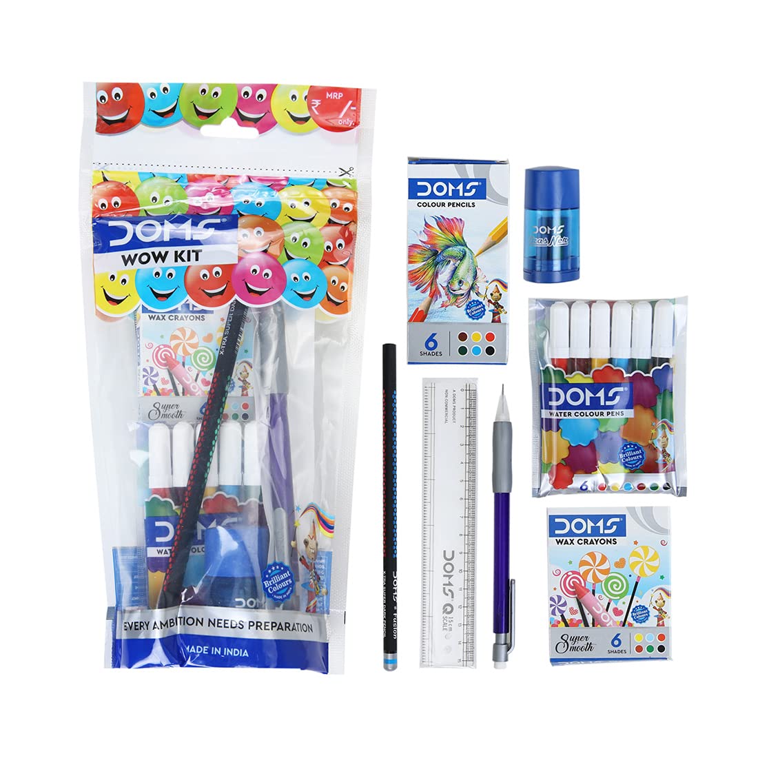 Doms Wow Craft Kit | Perfect Value Pack | Kit for Creative Minds | Gifting Range for Kids | Combination of 7 Stationery Items by Mitrata