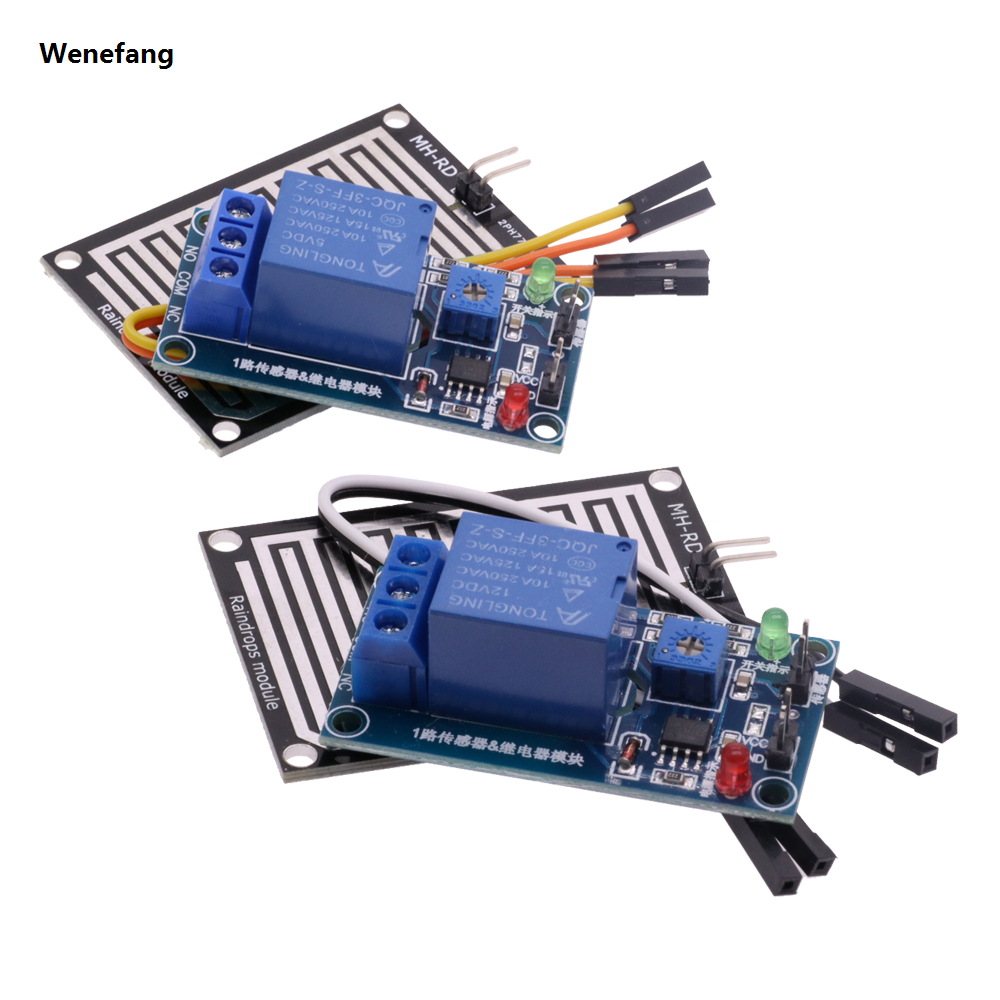 Wenefang Snow Raindrops Detection Sensor Module Rain Weather Module Humidity New style For Arduino Robot Car Diy Kit 5V/12V Relay Control Module