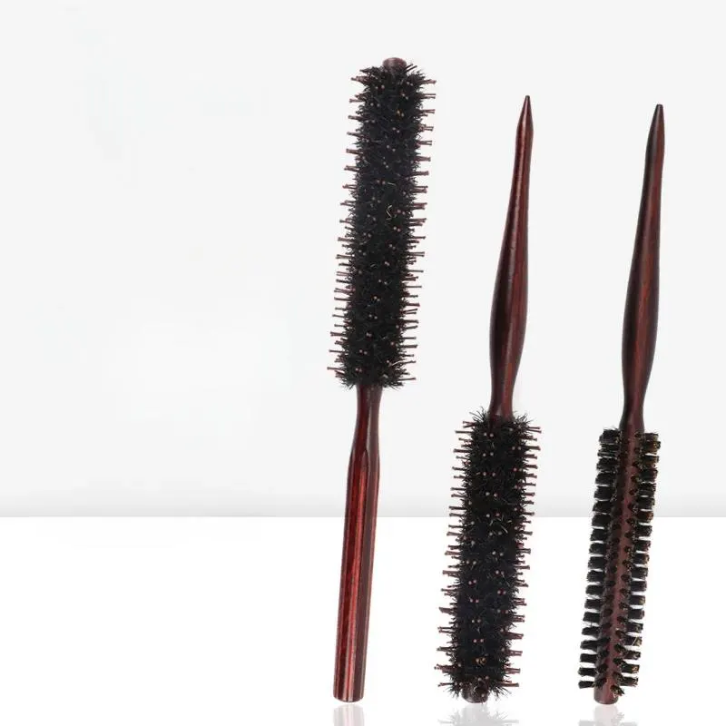 Wenefang Fashion 3Types Anti Static Boar Bristle Hair Brush Wooden Handle Small Round Brush Blow Drying Styling Hair Brush Hair Curly Comb - image 1