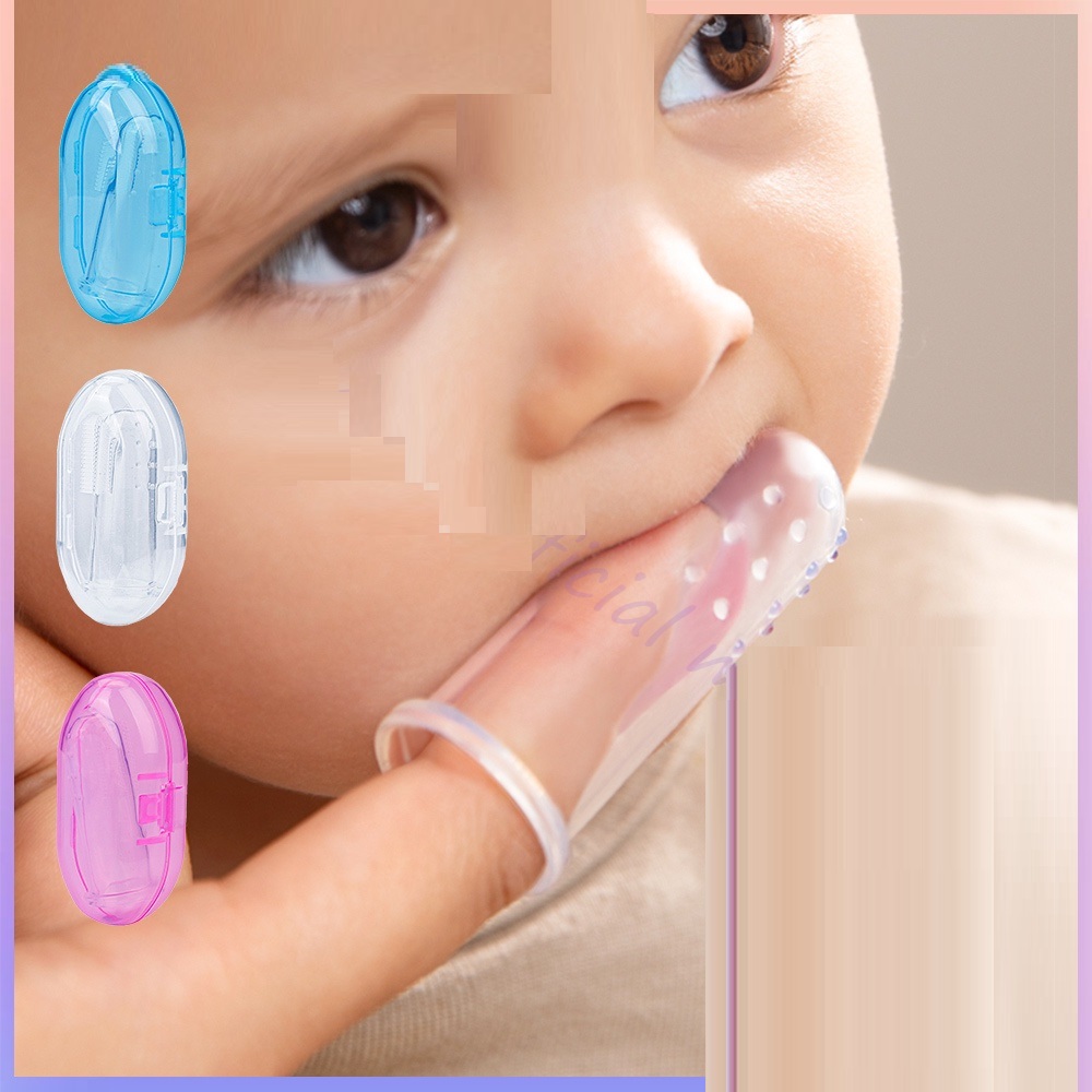 Mumlove Baby Finger Toothbrush Set With Storage Box - Silicone Teeth Cleaning Brush