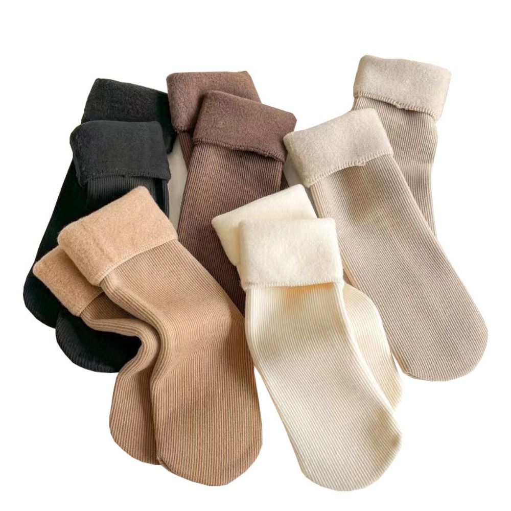 Casual Middle Tube Thick Plush Snow Sock Solid Color Seamless Mid Length Sock Winter Warmer Warm Soft Sleeping Socks for Women Mens